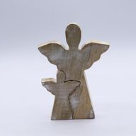 Ángel de madera de mango en Ángel - lavado blanco