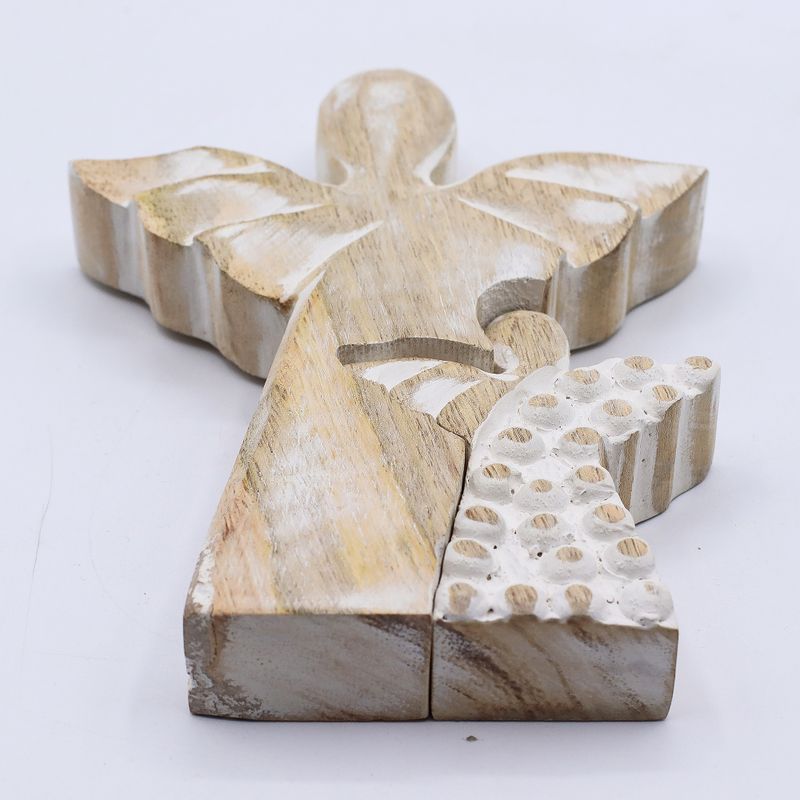 Ángel de madera de mango en Ángel - lavado blanco