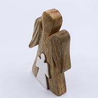 Ángel de Madera de Mango dentro de Ángel - Esmalte Blanco - 15 cm