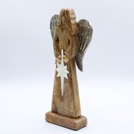 Gran Ángel de la Paz de Madera de Mango, Alas de Metal y Detalle de Esmalte