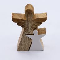 Ángel de madera de mango en Ángel - Esmalte blanco