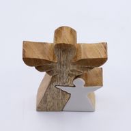 Ángel de madera de mango en Ángel - Esmalte blanco