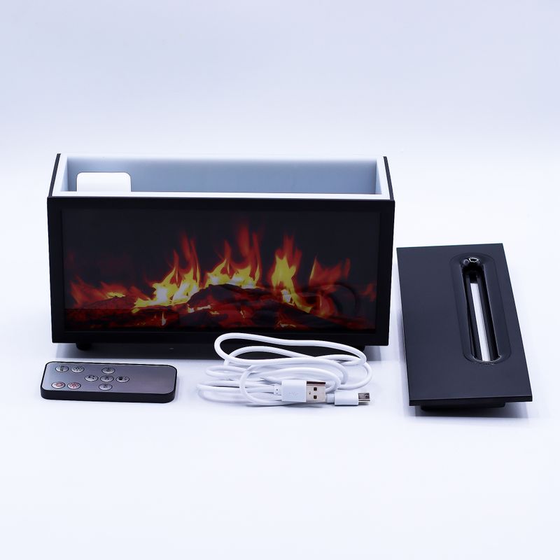 Difusor de aroma con efecto de llama y sonido de aves - USB negro - Cambio de color