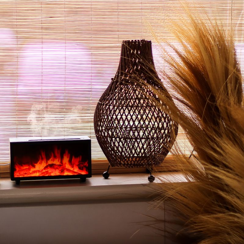 Difusor de aroma con efecto de llama y sonido de aves - USB negro - Cambio de color