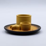 Soporte cerámico para Palo Santo e Incienso - Mandala - Arena y Gris