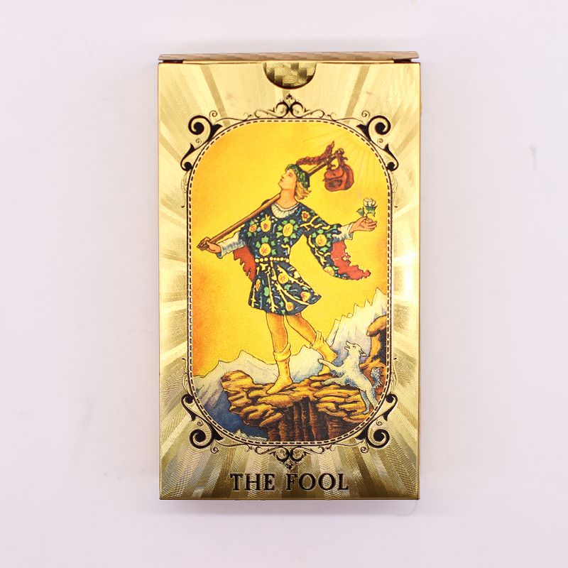 Conjunto de cartas de tarot con foil azul y dorado - Ojo que todo lo ve - con folleto