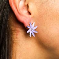 Pendientes de Cristal Vintage - Flores - Lavanda