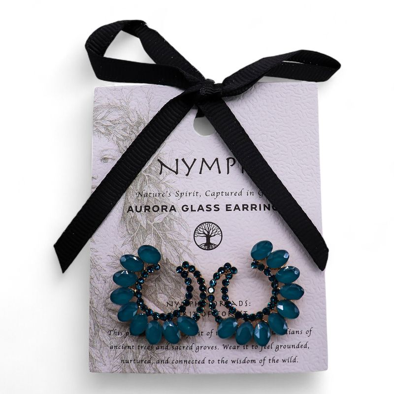 Pendientes de Cristal Vintage - Aro - Verde Turquesa