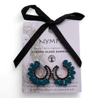 Pendientes de Cristal Vintage - Aro - Verde Turquesa