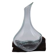 Decantador mini de vidrio fundido sobre madera 20 cm