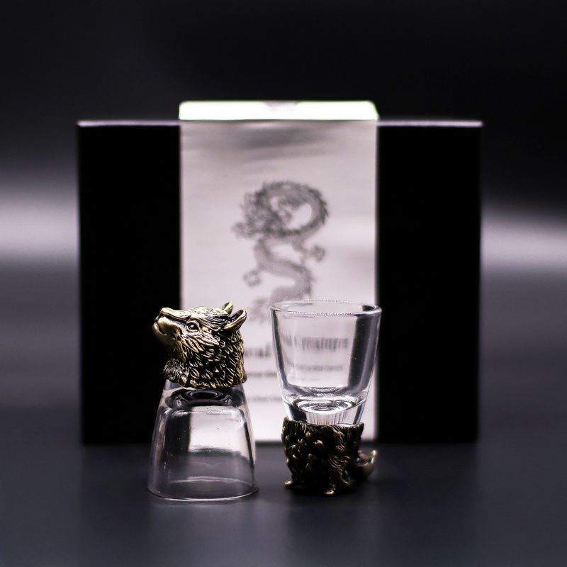 Conjunto regalo de 6 vasos de chupito (50 ml) - Criaturas Salvajes del Bosque - Bronce antiguo