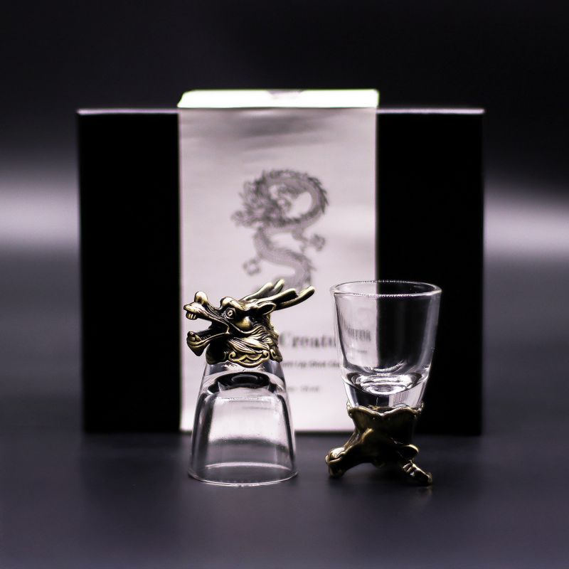 Set de regalo de 6 vasos de chupito (50 ml) - Criaturas Salvajes del Bosque - Bronce antiguo