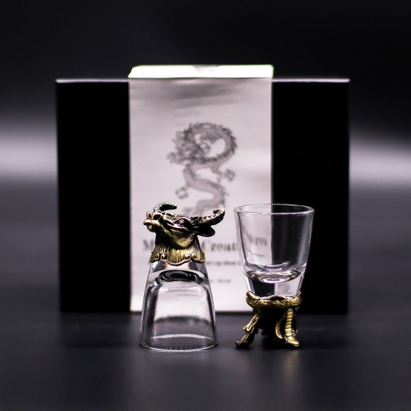 Set de regalo de 6 vasos de chupito (50 ml) - Criaturas Salvajes del Bosque - Bronce antiguo