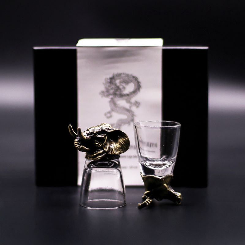 Set de regalo de 6 vasos de chupito (50 ml) - Criaturas Salvajes del Bosque - Bronce antiguo