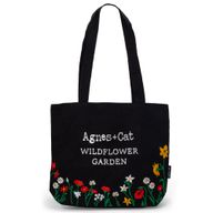 Agnes + Cat Bolso Tote de Jardín con Flores Silvestres - Negro