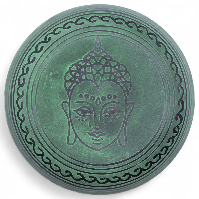Cuenco tibetano de canto con forma de hongo - Verde musgo (23x10,5 cm, 1,3 kg)