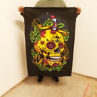 Arte mural de algodón (70x110cm) - Calavera del Día de los Muertos