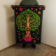 Arte para pared de algodón (70x110cm) - Árbol Bodhi de Buda