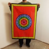 Arte mural de algodón (70x110cm) - Flor de la Vida en arcoíris