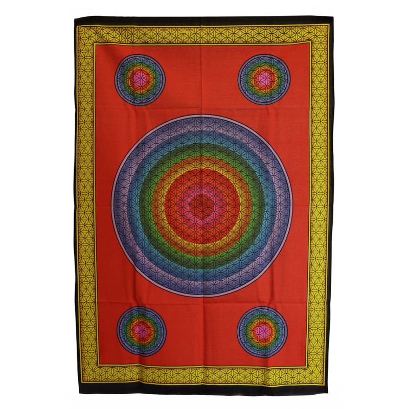 Arte de pared de algodón (70x110 cm) - Cinco Flores de la Vida
