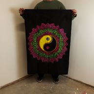 Arte de pared de algodón (70x110 cm) - Mandala Ying & Yang