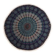 Pequeño Mandala Roundie de algodón (130 cm) - Azules de pavo real