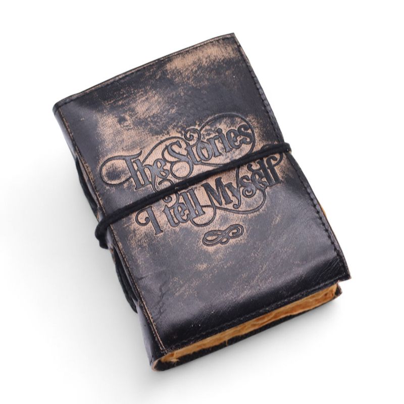 Cuadernos de cuero con borde hecho a mano (5 x 3.5 pulgadas) - Las historias que me cuento a mí mismo