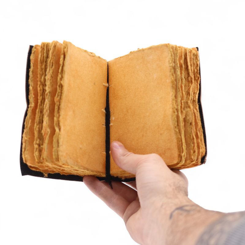 Cuadernos de cuero con borde hecho a mano (5 x 3.5 pulgadas) - Las historias que me cuento a mí mismo