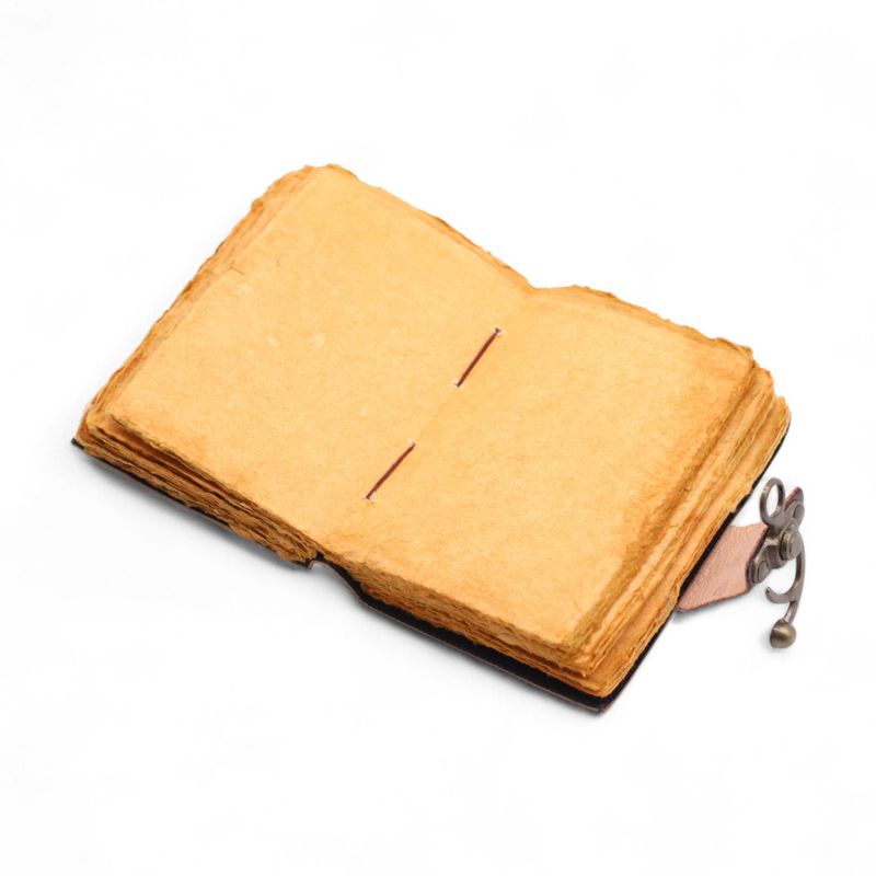 Cuaderno de cuero grueso con borde deckle – El libro de historias no contadas – 15x10 cm