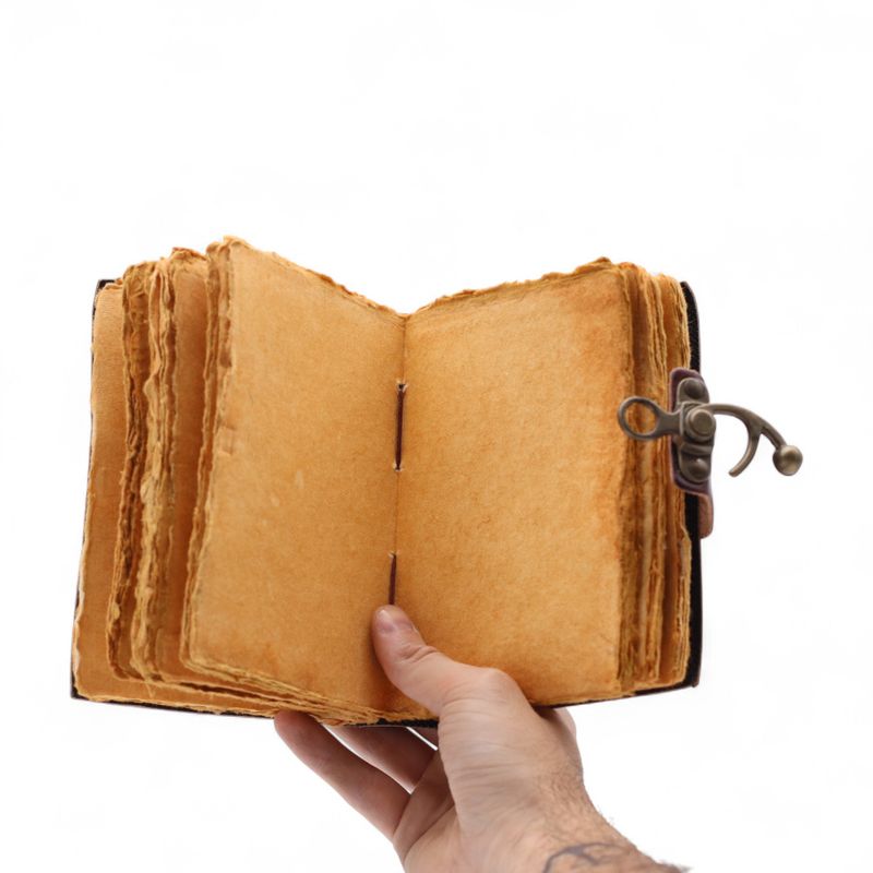 Cuaderno de cuero grueso con borde deckle – El libro de historias no contadas – 15x10 cm