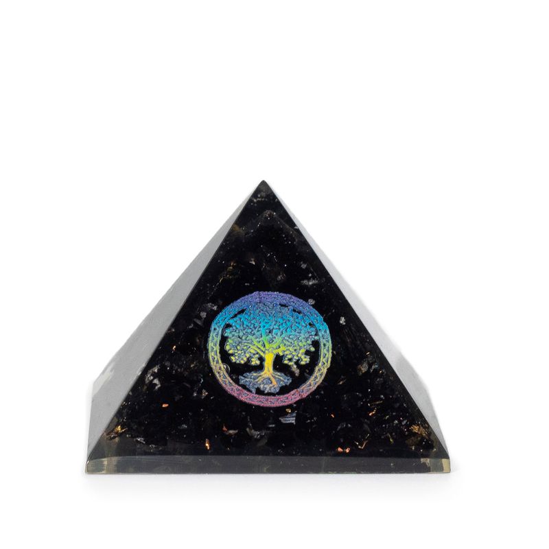 Pequeñas pirámides de orgonita 5.5x4.5cm - Árbol de la Vida - Trozos de tourmalina negra