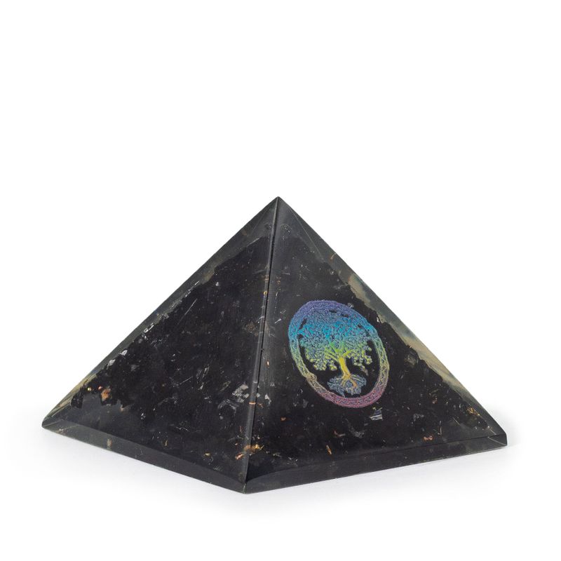 Pequeñas pirámides de orgonita 5.5x4.5cm - Árbol de la Vida - Trozos de tourmalina negra