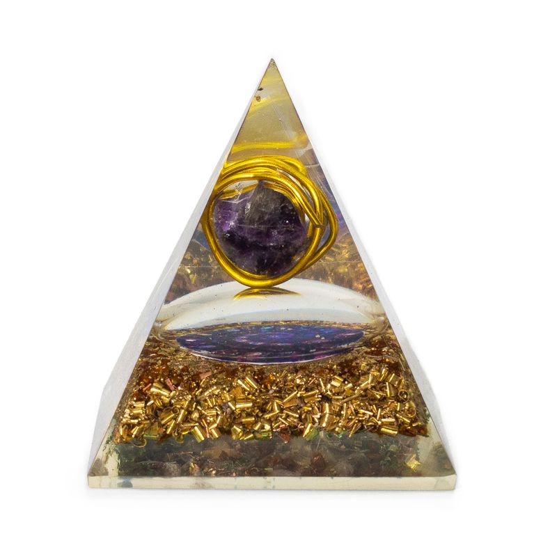 Med Organite Pirámides 7x6 cm - Amatista envuelta - Virutas de cobre
