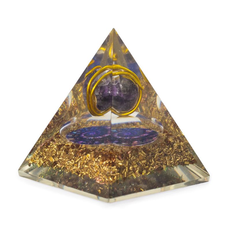 Med Organite Pirámides 7x6 cm - Amatista envuelta - Virutas de cobre