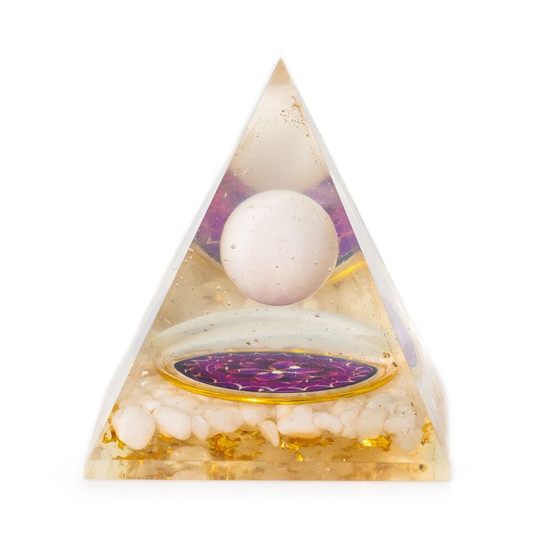 Pirámides de orgonita medianas 7x6 cm - Esfera de cuarzo flotante - Trozos de cuarzo