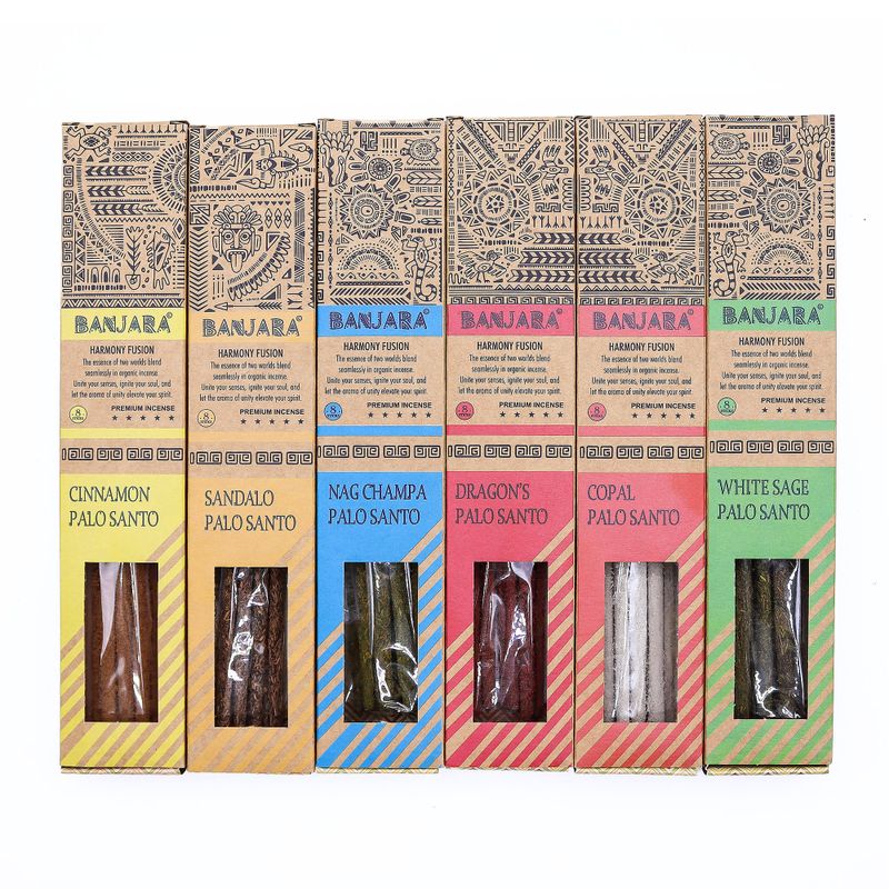 Banjara Palitos de Palo Santo para sahumar - Juego de 6 - Caja