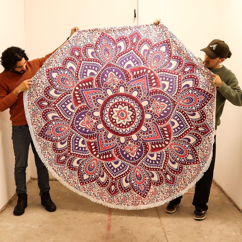 Gran arte Mandala Roundy (180 cm) - Rosa y Morado
