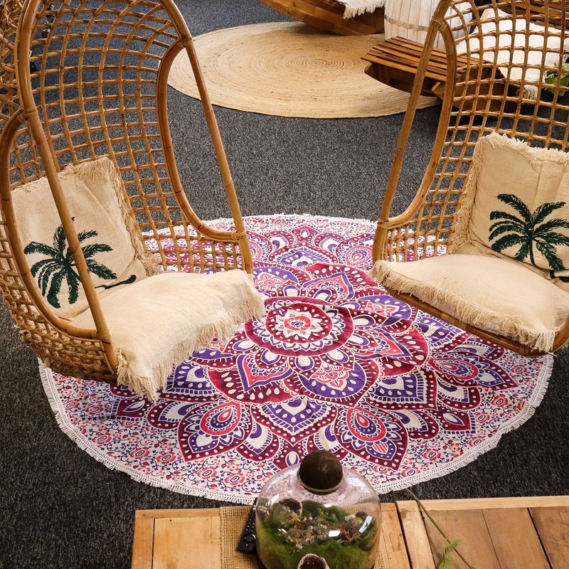 Gran arte Mandala Roundy (180 cm) - Rosa y Morado
