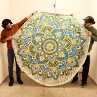 Gran Mandala Roundy Arte (180 cm) - Amarillo y Azul