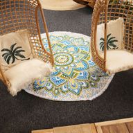 Gran Mandala Roundy Arte (180 cm) - Amarillo y Azul