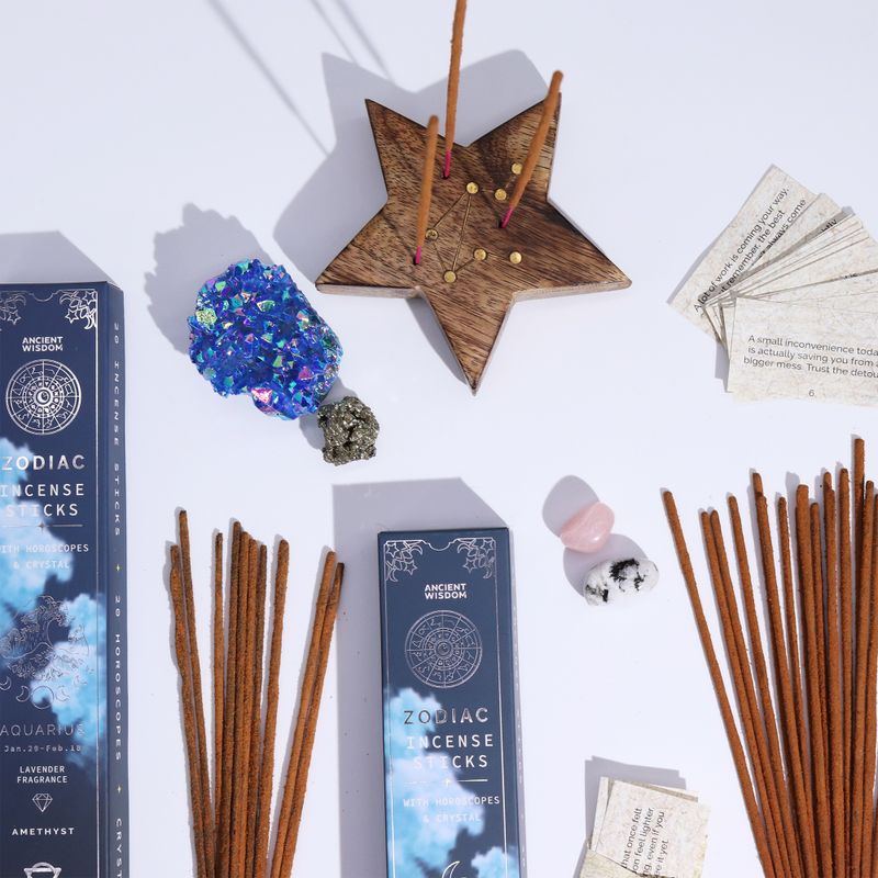Lavanda zodiaco gema de cristal incienso - Acuario