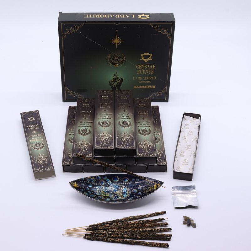 Cristal de Labradorita Aromas de Purificación Incienso - Ruda
