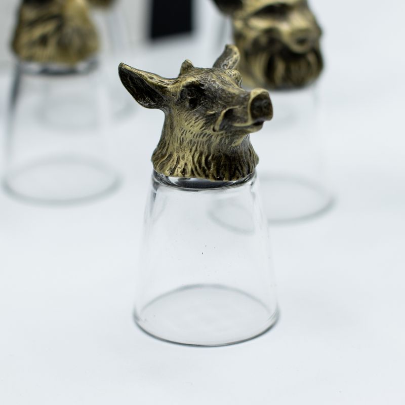 Conjunto de regalo de 12 vasos de chupito Bottom Up (25ml) - Bosque y Criaturas Místicas - Bronce Antiguo