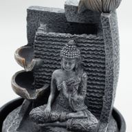 Fuente de agua de mesa - 19x19x28cm - Buda, macetas en cascada con flor de loto