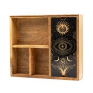 Caja de tarot de cuatro compartimentos con soporte para cartas
