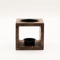 Quemador de aceite de madera de mango cuadrado - Yin Yang