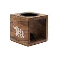 Quemador de aceite de madera de mango cuadrado - Elefante