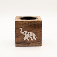 Quemador de aceite de madera de mango cuadrado - Elefante