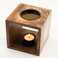 Gran quemador de aceite de madera de mango cuadrado - Diosa de la Luna