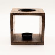 Gran quemador de aceite de madera de mango cuadrado - Árbol de la Vida
